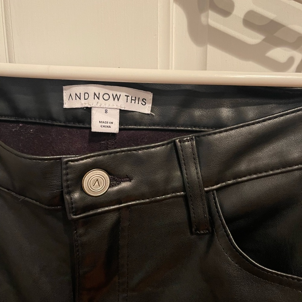 And Now This Black Faux Leather Womens Pants 8 - Picture 2 of 4